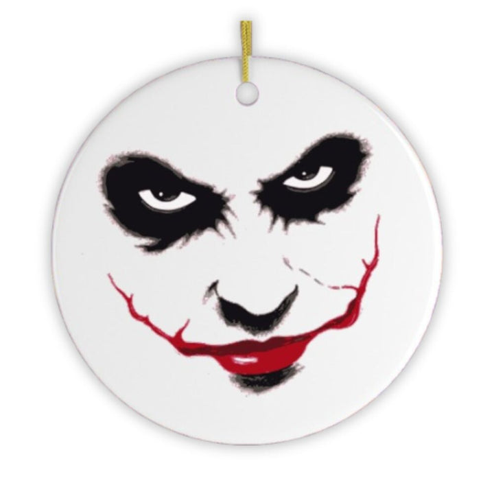 Joker Face Christmas Ornament, Scary Gothic Ceramic Ornament OrnamentallyYou 