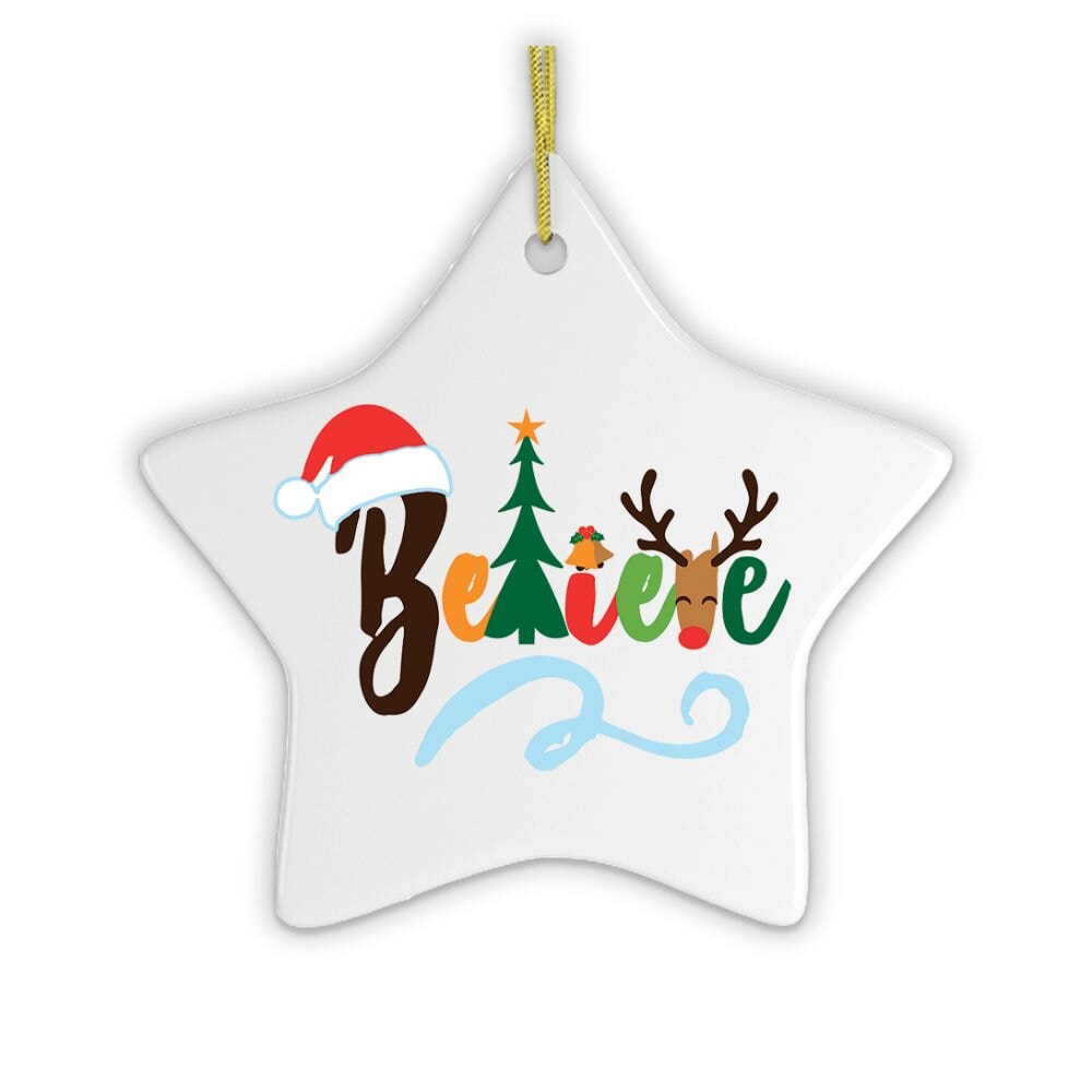 Believe Christmas Ornament Ceramic Ornament OrnamentallyYou 