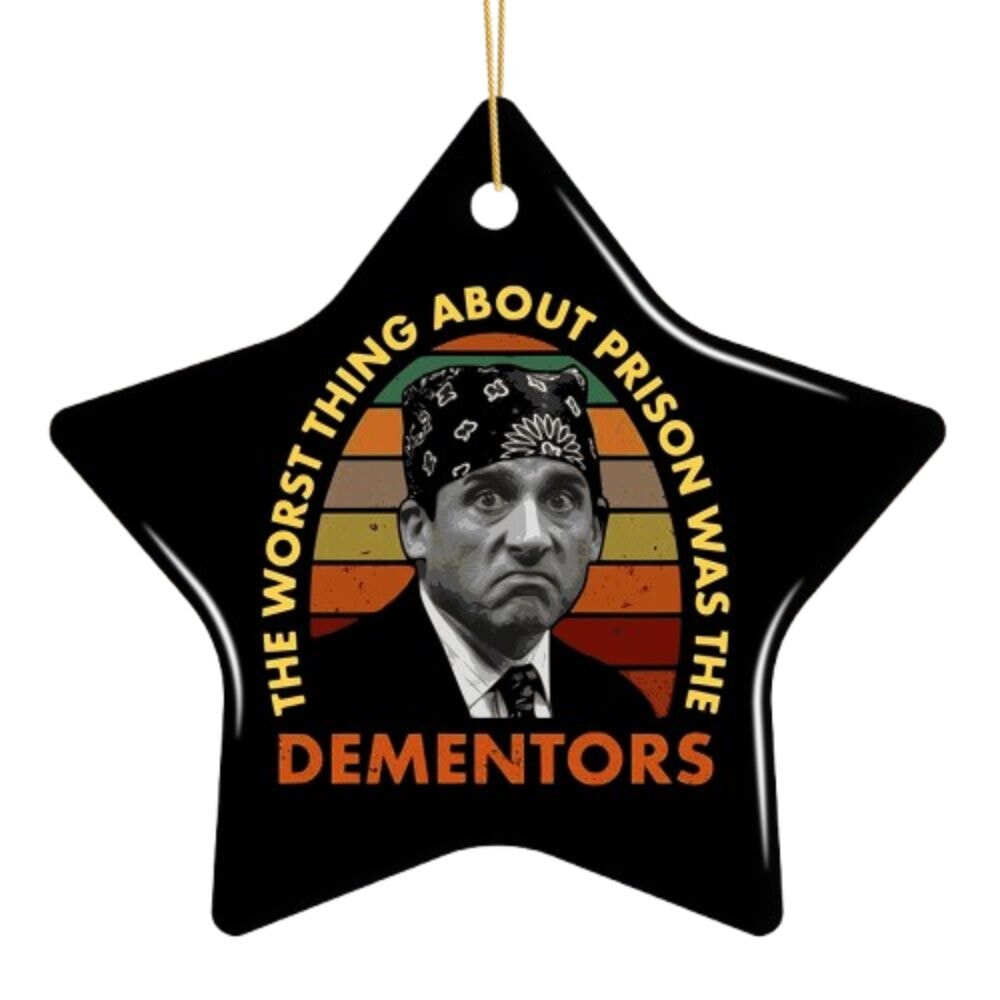 The Worst Thing About Prison Was Dementors Ornament, Prison Mike The Office Ceramic Ornament OrnamentallyYou 