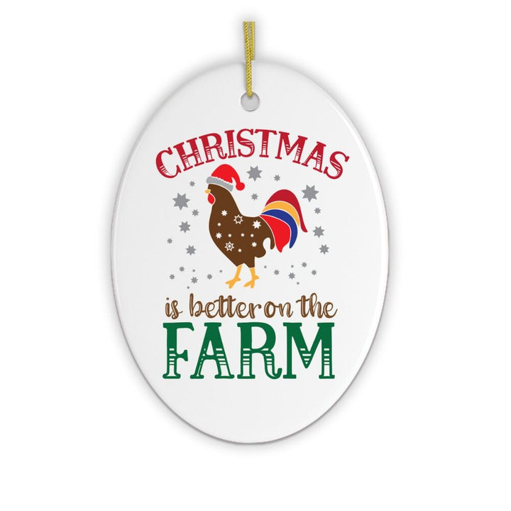 Christmas is Better on the Farm Rooster Ornament Ceramic Ornament OrnamentallyYou 