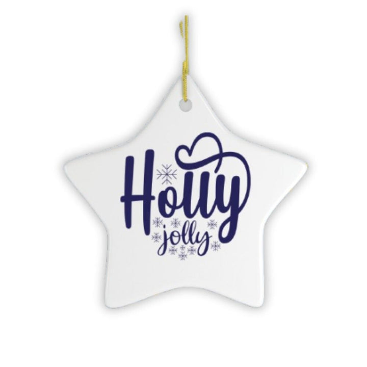 Holly Jolly Christmas Ornament Ceramic Ornament OrnamentallyYou 