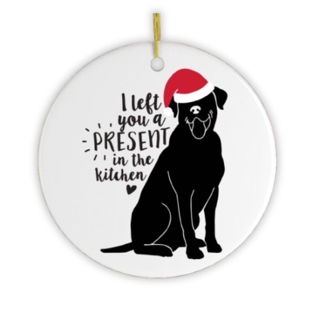 Funny Black Lab Christmas Ornament Ceramic Ornament OrnamentallyYou 