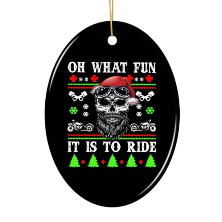 Biker Skull Santa Christmas Ornament Ceramic Ornament OrnamentallyYou 