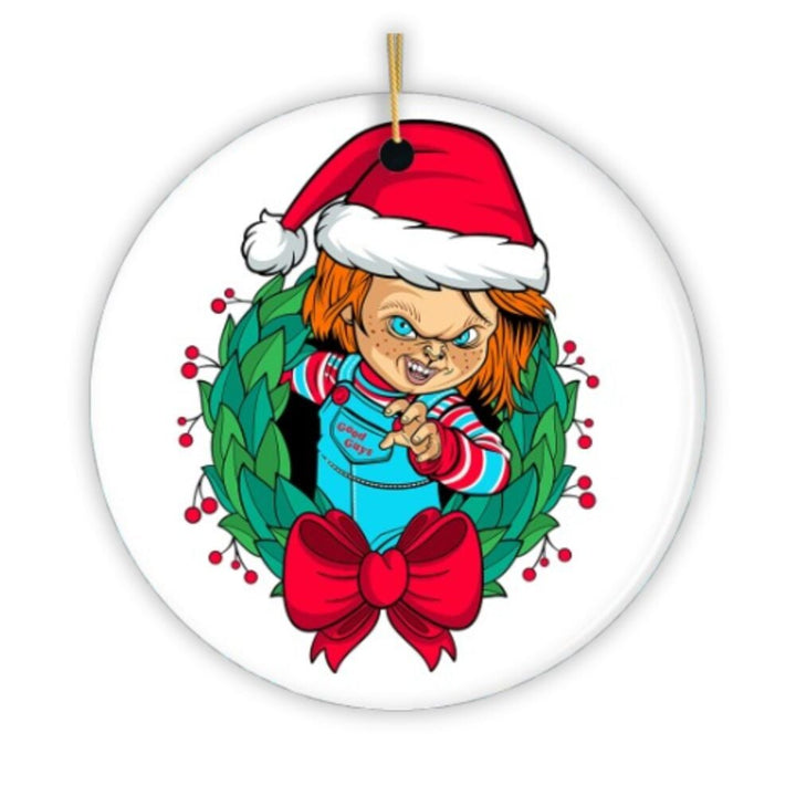 Santa Chucky Christmas Ornament Ceramic Ornament OrnamentallyYou 