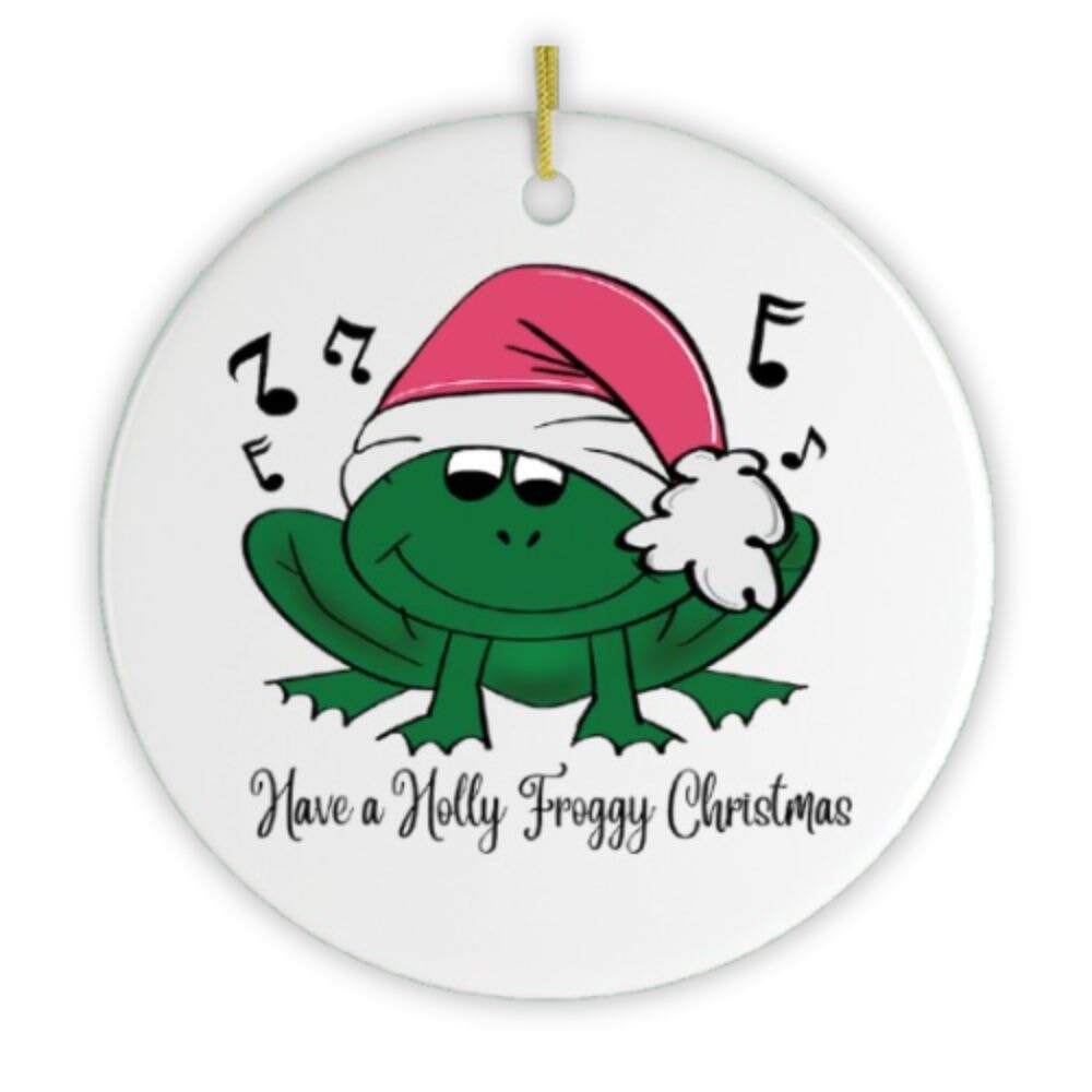 Singing Frog Christmas Ornament Ceramic Ornament OrnamentallyYou 