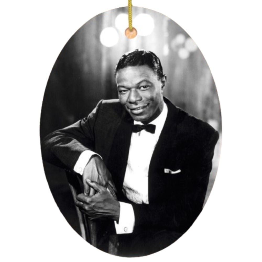 Vintage Nat King Cole Christmas Ornament, 1940s 1950s Black and White Jazz Decoration Ceramic Ornament OrnamentallyYou 