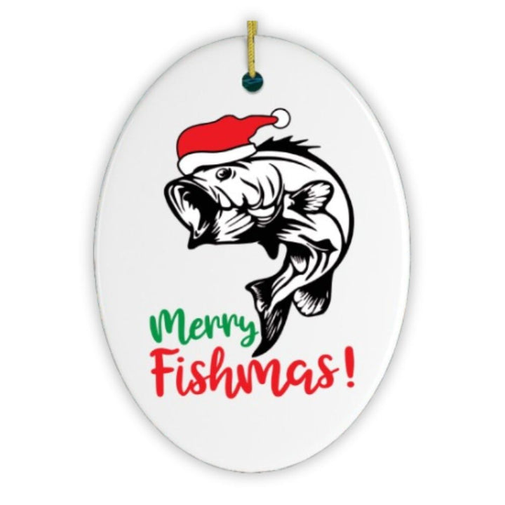 Merry Fishmas Fishing Christmas Ornament Ceramic Ornament OrnamentallyYou 