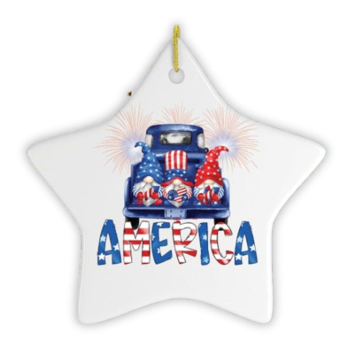 Patriotic America Gnome Ornament Ceramic Ornament OrnamentallyYou 