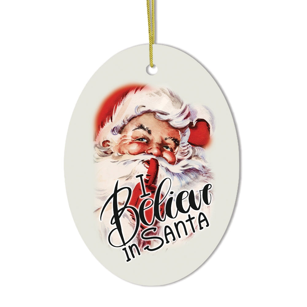Vintage I Believe in Santa Christmas Ornament Ceramic Ornament OrnamentallyYou 