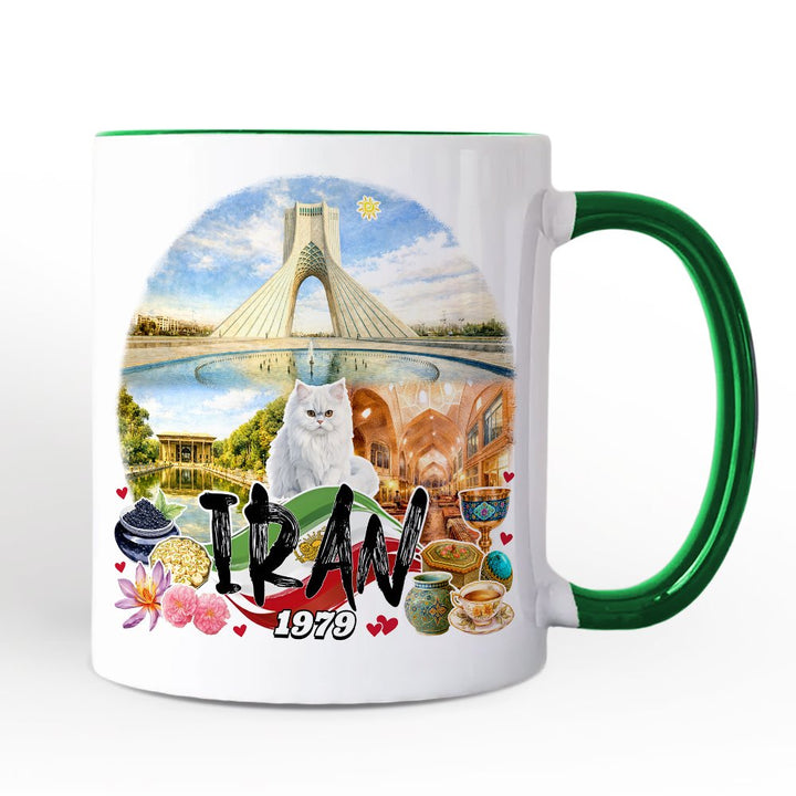 Artistic Iran Landmarks Christmas Mug, Persian Culture Gift and Travel Gift Souvenir Personalized Ceramic Mug OrnamentallyYou 