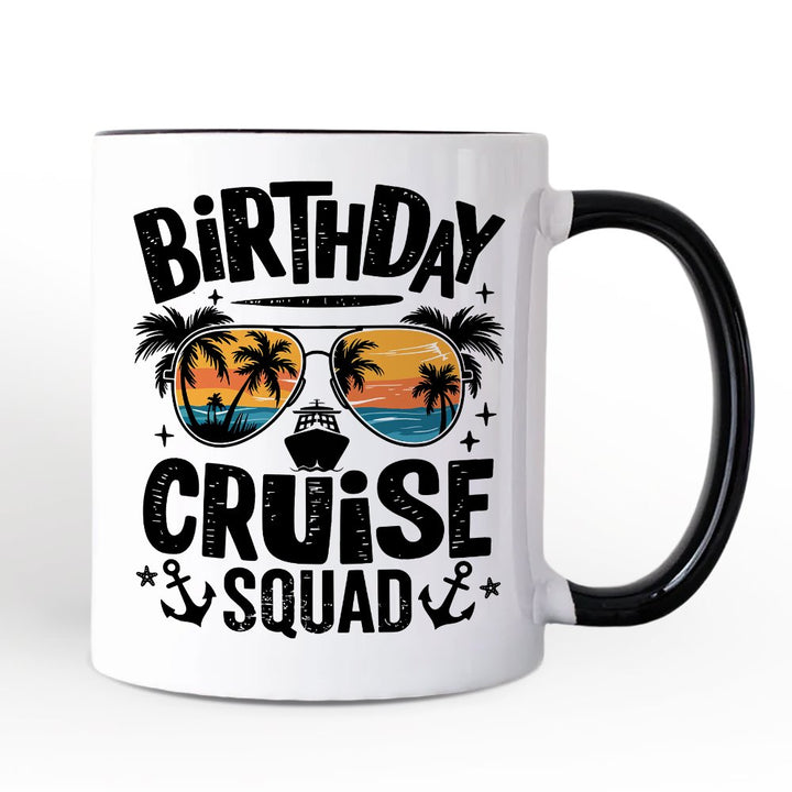 Birthday Cruise Squad Mug, Tropical Vacation Cruise Trip Gift Personalized Ceramic Mug OrnamentallyYou 