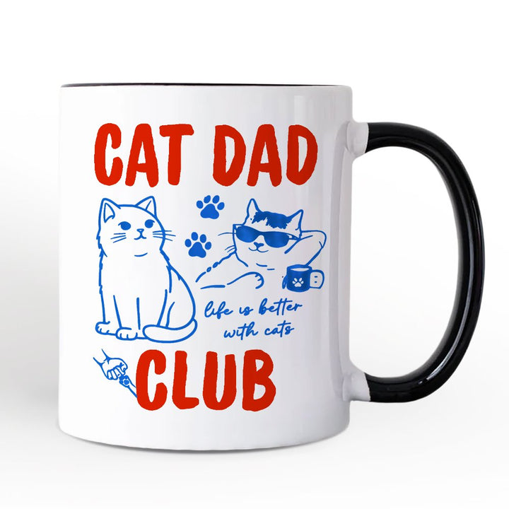 Cat Dad Club Retro Mug, Funny Father's Day Gift Personalized Ceramic Mug OrnamentallyYou 
