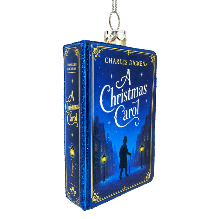 (PRE-ORDER) Charles Dickens A Christmas Carol Book Glass Christmas Ornament, Classic Literature Holiday Tree Decor