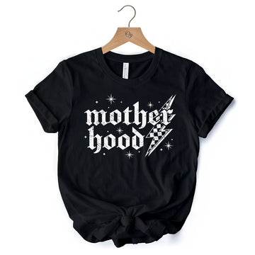 Checkered Motherhood Lightning T-Shirt, Black and White Retro Tee for Strong Mothers T-Shirts OrnamentallyYou 