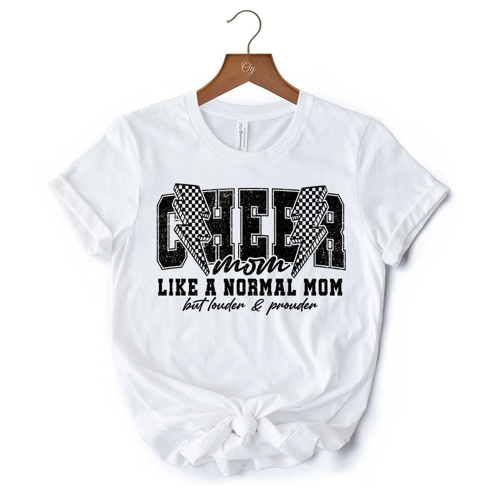 Cheer Mom Lightning T-Shirt, Cheerleader Retro White and Natural Tee for Proud Sports Mothers T-Shirts OrnamentallyYou 
