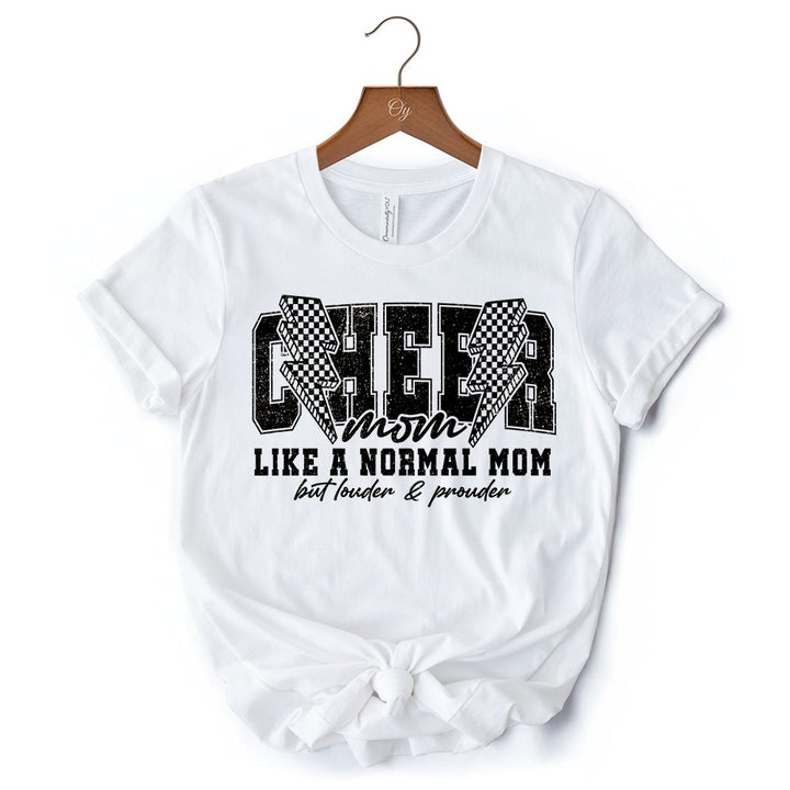Cheer Mom Lightning T-Shirt, Cheerleader Retro White and Natural Tee for Proud Sports Mothers T-Shirts OrnamentallyYou 