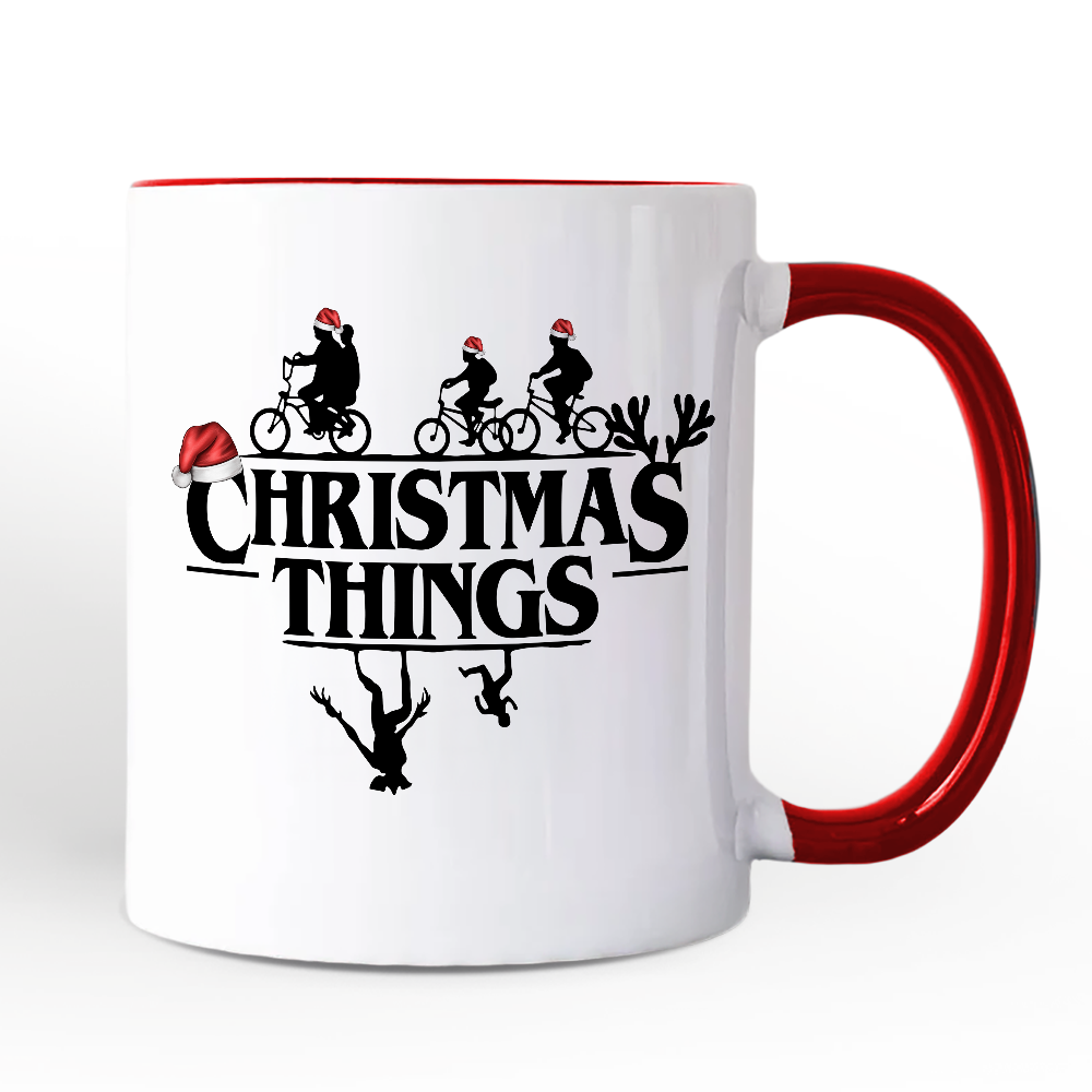 Christmas Things Retro Personalized Mug, Handmade Soft Holiday Gift with Custom Name
