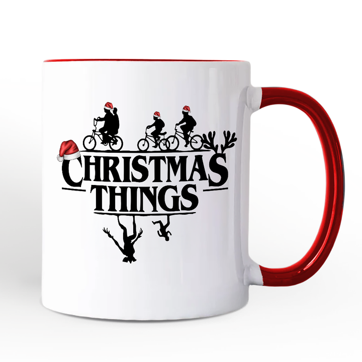Christmas Things Retro Personalized Mug, Handmade Soft Holiday Gift with Custom Name