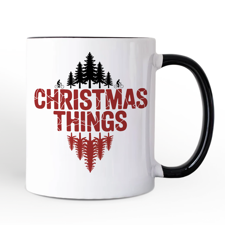 Christmas Things Retro Pop Classic Personalized Mug, Holiday Tee Gift with Custom Name