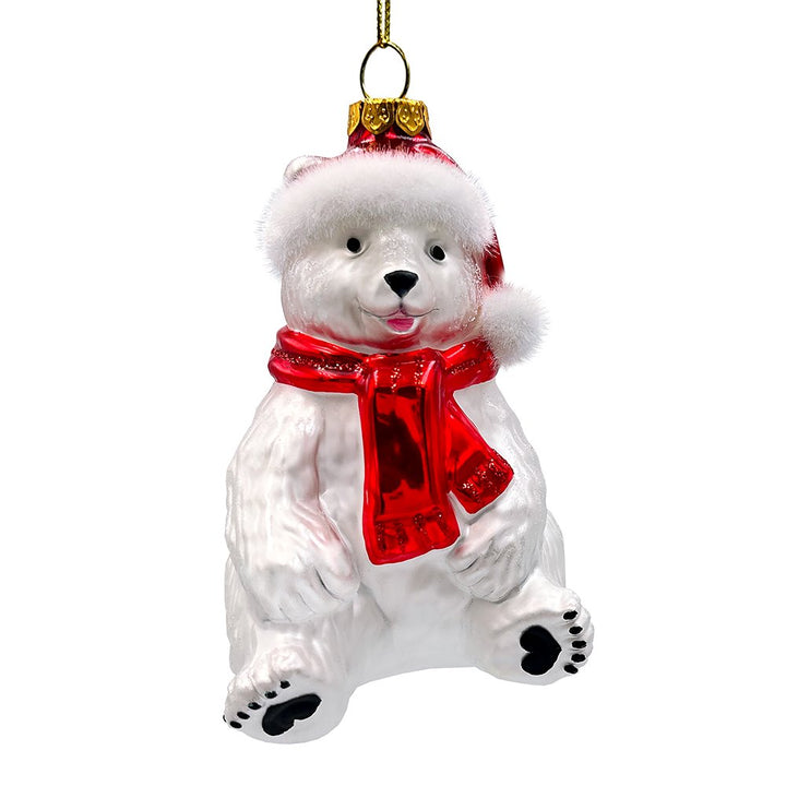 Classic White Polar Bear Glass Christmas Ornament Glass Ornament OrnamentallyYou 