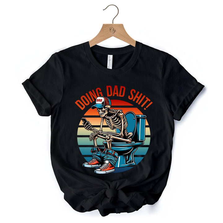 Doing Dad Stuff Skeleton T-Shirt, White and Black Funny Retro Tee for Bold Fathers T-Shirts OrnamentallyYou 