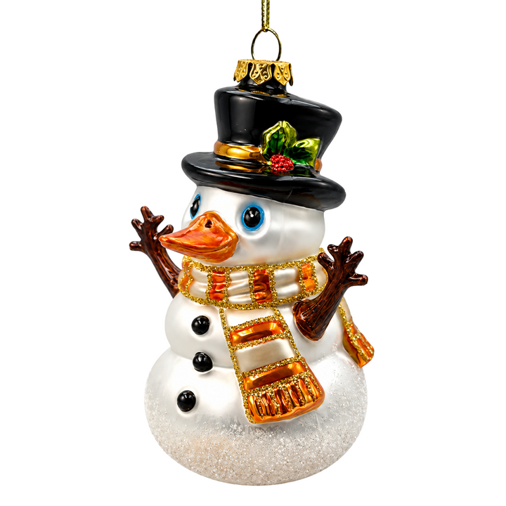(PRE-ORDER) Duck Snowman Glass Christmas Ornament, Quirky Christmas Holiday Tree Decor
