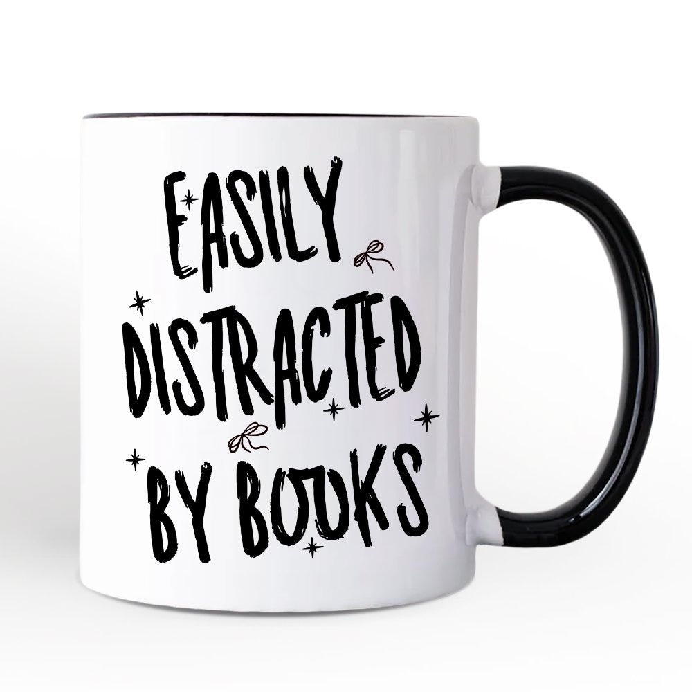 Easily Distracted By Books Reader Mug, Funny Bookworm Gift Personalized Ceramic Mug OrnamentallyYou 