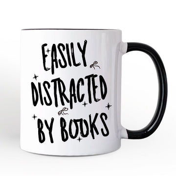 Easily Distracted By Books Reader Mug, Funny Bookworm Gift Personalized Ceramic Mug OrnamentallyYou 
