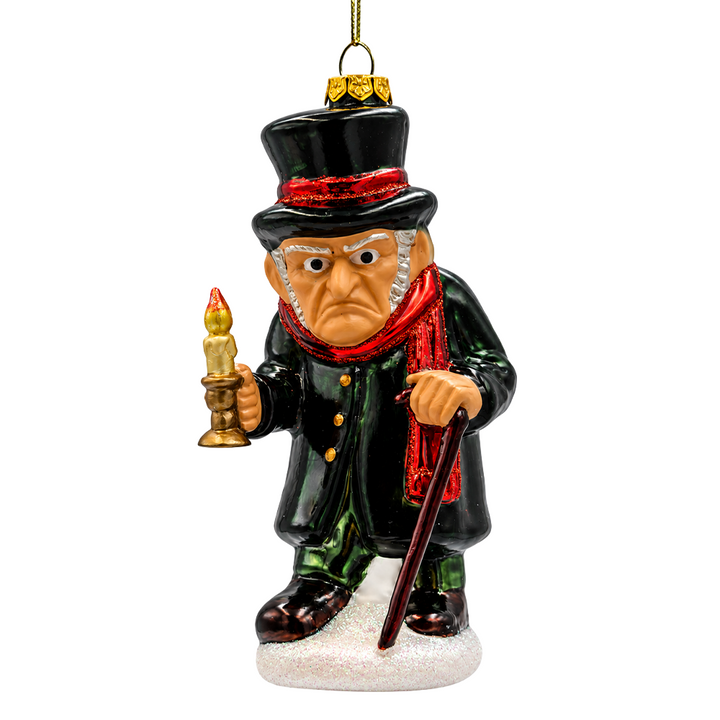 (PRE-ORDER) Ebenezer Scrooge with Candle Glass Christmas Ornament, A Christmas Carol Victorian Holiday Decor