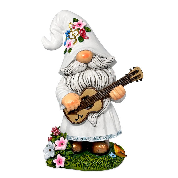Elegant Serenader Garden Statue, 8" Romantic Musician Figurine Outdoor Decor