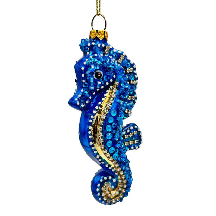 Exotic Seahorse Glass Christmas Ornament, Aquatic Beach Themed Nautical Decor Glass Ornament OrnamentallyYou 