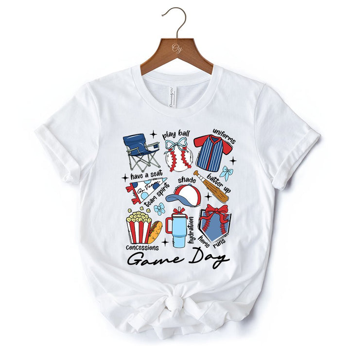 Game Day Baseball T-Shirt, Retro White and Natural Stadium Tee for Sports Fans T-Shirts OrnamentallyYou 