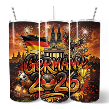 Germany 2026 Soccer Cup Global Championship 20oz Tumbler With Lid and Stainless Steel Straw, Fans Football Gift Cup Tumbler OrnamentallyYou 