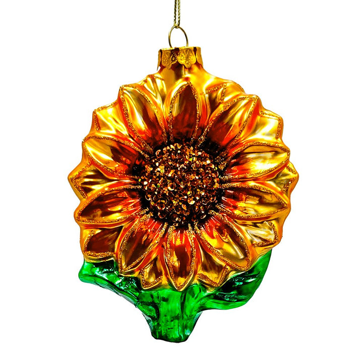 Glossy Charming Sunflower Glass Christmas Ornament, Flower Holiday Decor Glass Ornament OrnamentallyYou 