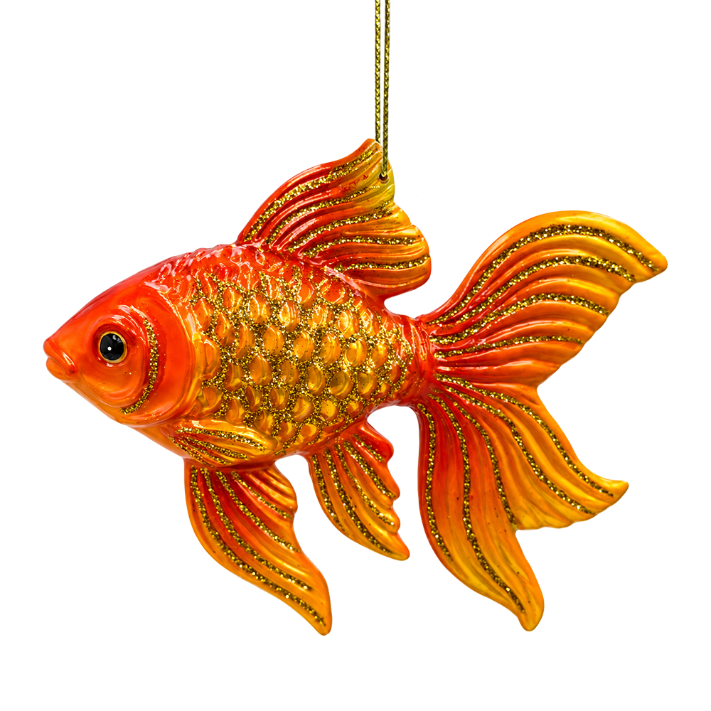 (PRE-ORDER) Goldfish Glass Christmas Ornament, Fish Lover Gift and Aquatic Holiday Tree Decor