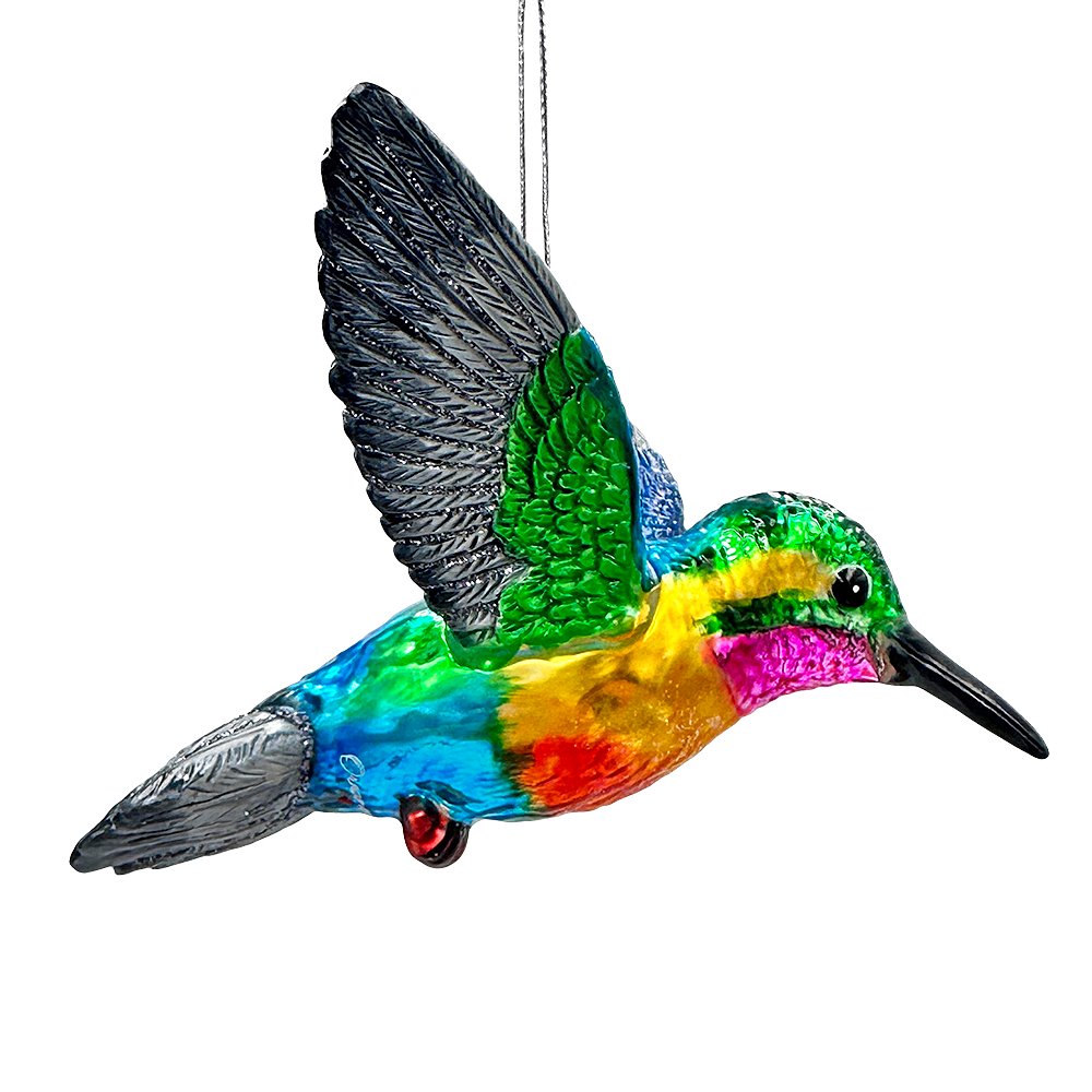 (Pre-Order) Graceful Hummingbird Iridescent Handcrafted Ornament, Glass Christmas Bird Tree Decoration Glass Ornament OrnamentallyYou 