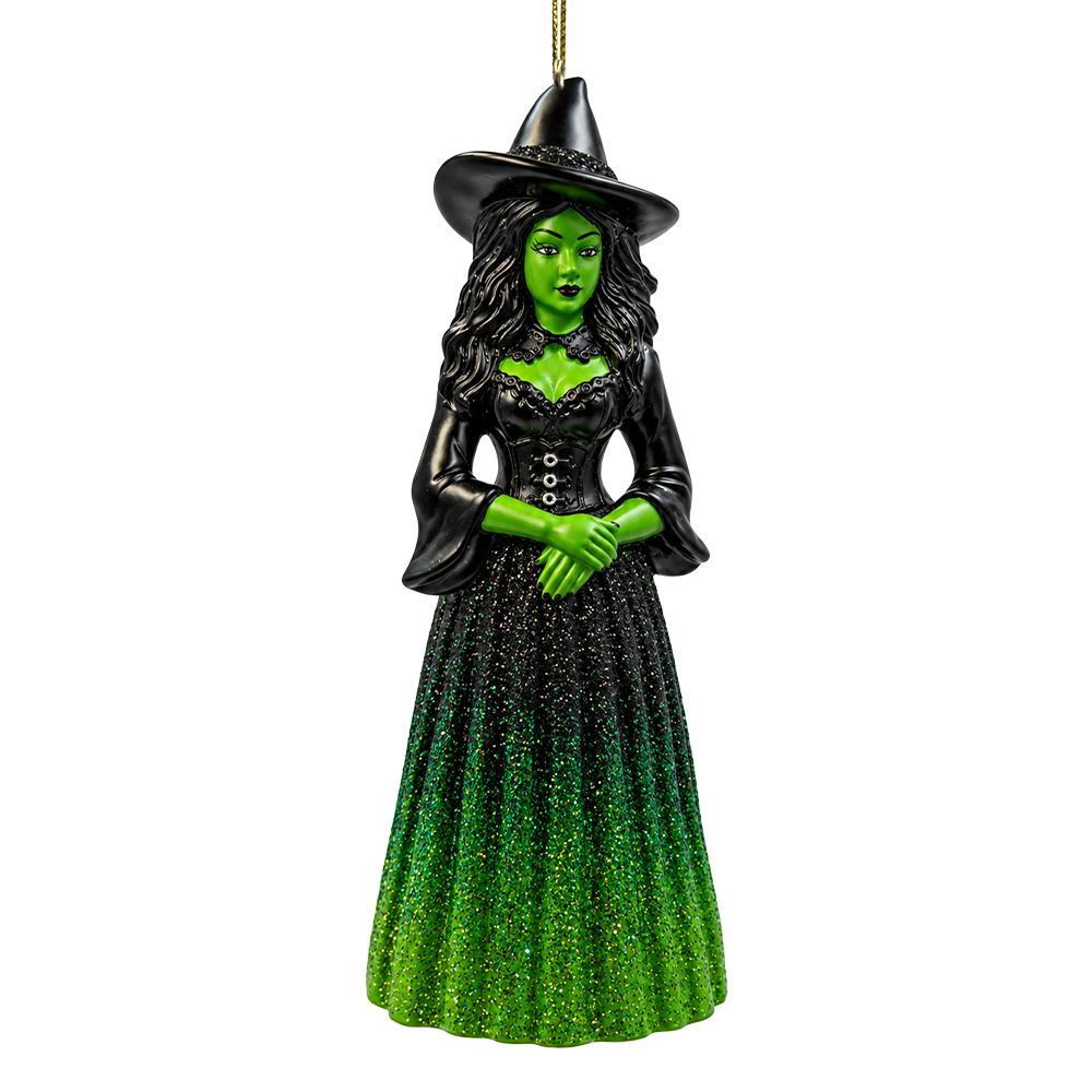 (PRE-ORDER) Green Skin Witch Resin Ornament, Gothic Halloween Sorceress Tree Decor