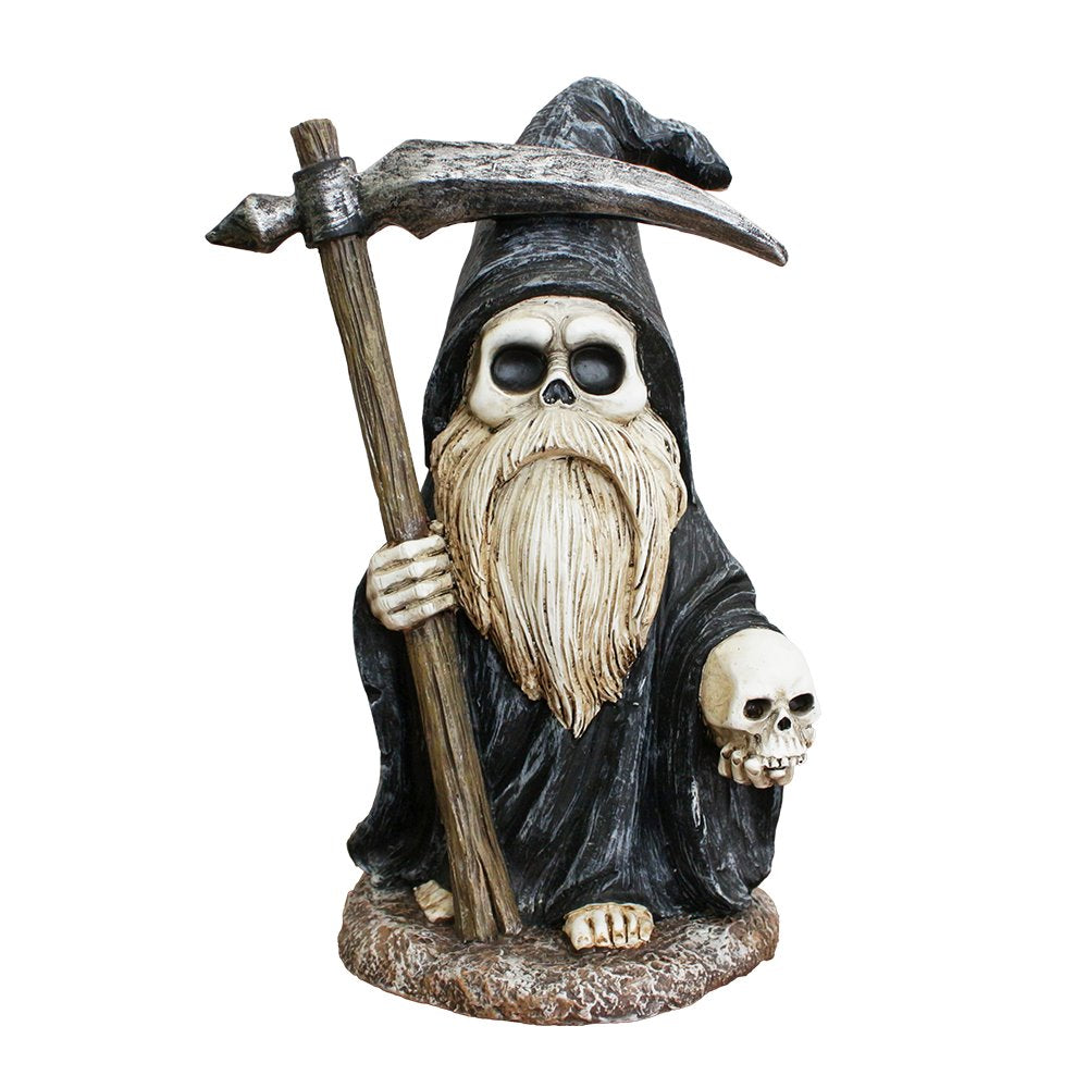 (Pre-Order) Grim Reaper Gnome Figurine 7", Gothic Occult Statue Yard Decoration Resin Statues OrnamentallyYou 