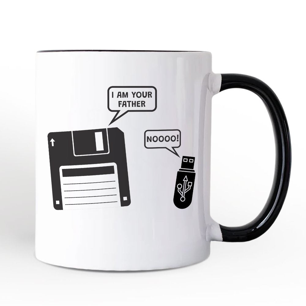 I Am Your Father Floppy Disk Mug, Funny USB Retro Dad Computer Nerd Gift Personalized Ceramic Mug OrnamentallyYou 