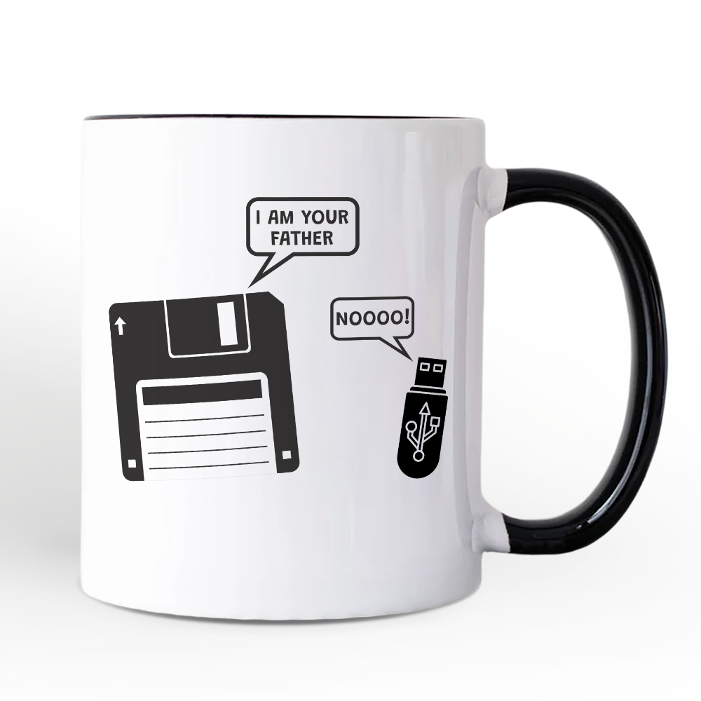 I Am Your Father Floppy Disk Mug, Funny USB Retro Dad Computer Nerd Gift