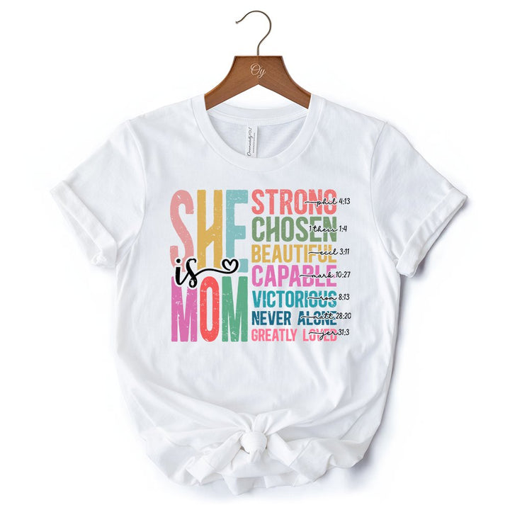 Inspirational Christian Mom T-Shirt, Affirmation White Tee for Strong and Motivated Mothers T-Shirts OrnamentallyYou 