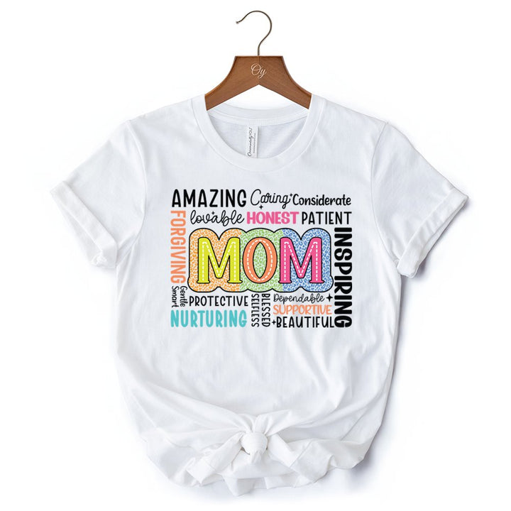 Inspirational Mom Life T-Shirt, White Stylish Casual Women's Tee T-Shirts OrnamentallyYou 