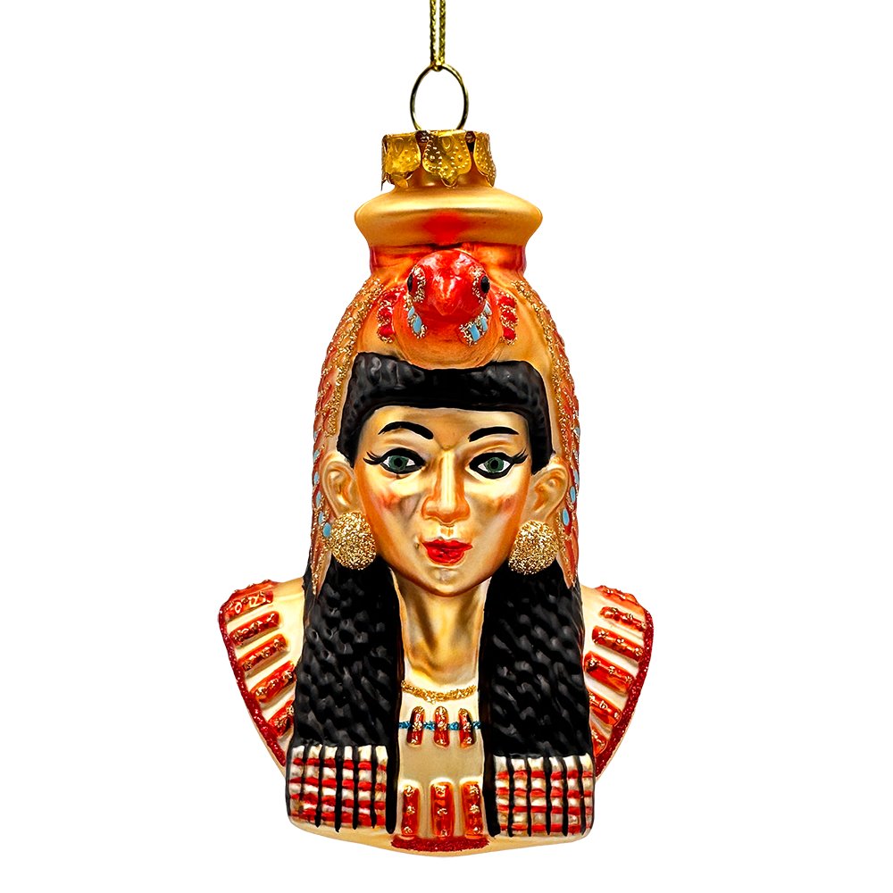 (Pre-Order) Majestic Cleopatra Glass Ornament, Egyptian Holiday Unique Handcrafted Christmas Decor Glass Ornament OrnamentallyYou 