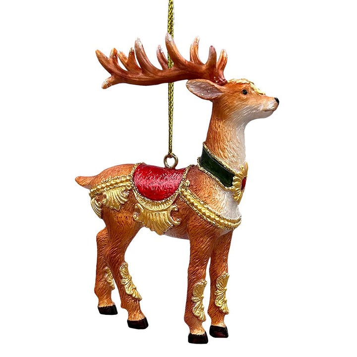 Majestic Deer in Gold Armor Ornament, Regal Christmas Tree Decor Resin Ornaments OrnamentallyYou 