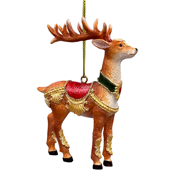 (Pre-Order) Majestic Deer in Gold Armor Ornament, Regal Christmas Tree Decor