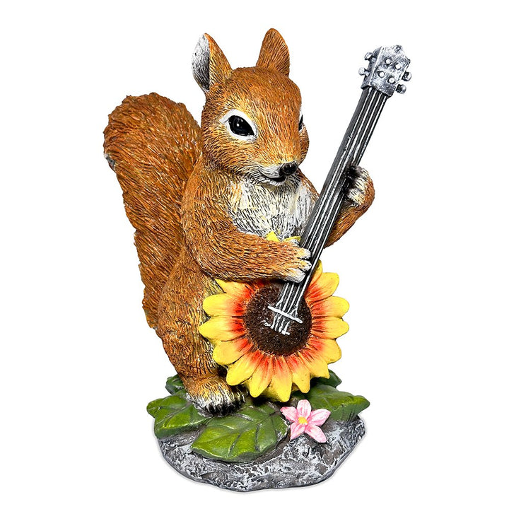 Melody of the Meadow Squirrel Garden Statue, 8" Sunflower Banjo Outdoor Decor Resin Statues OrnamentallyYou 