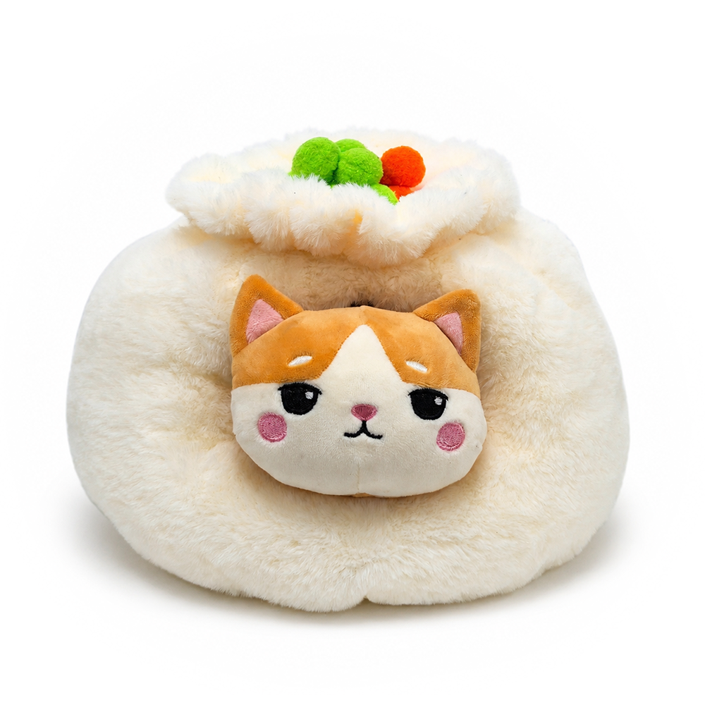 Meow Bao the Dumpling Kitty Plushie Set, 7.5" Adorable Soup Dumpling Stuffed Animal Toy for Kids
