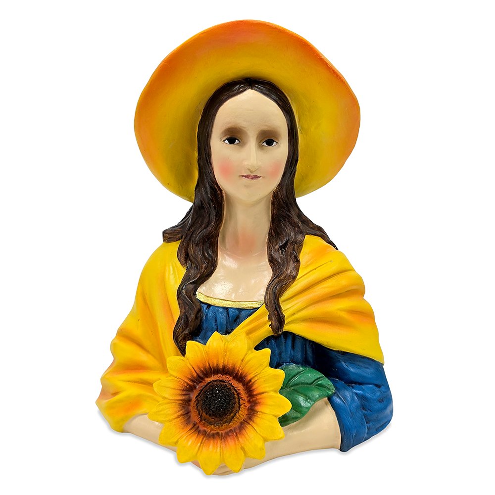 Mona Lisa The Sunflower Guardian Art Sculpture Figurine, 7" Spring Garden Statue and Leonardo Da Vinci Mix Resin Statues OrnamentallyYou 