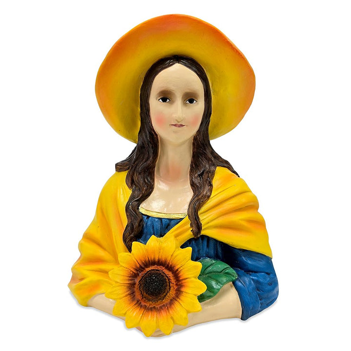 Mona Lisa The Sunflower Guardian Art Sculpture Figurine, 7" Spring Garden Statue and Leonardo Da Vinci Mix Resin Statues OrnamentallyYou 