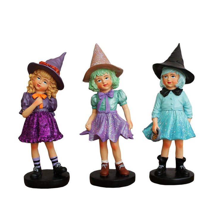 (Pre-Order) Mystical Victorian Witch Sisters Set of Three Figurines, Enchanted 6" Statues for a Bewitching Halloween Tabletop Display Resin Statues OrnamentallyYou 